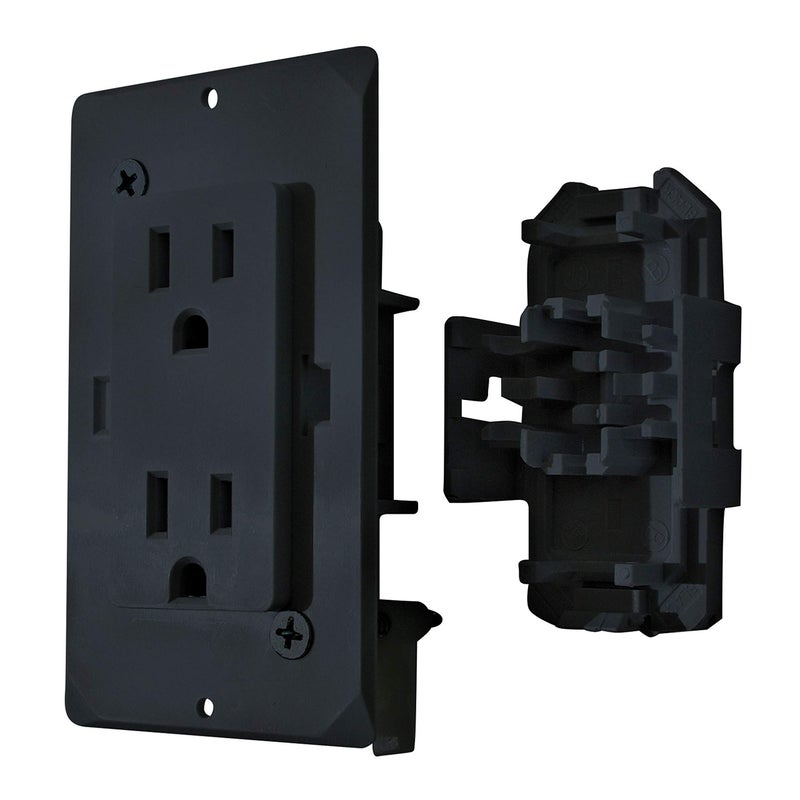 VALTERRA Diamond Group DG15BKVP Decor Receptacle with Cover - 15A, 125V, Black - Image 1